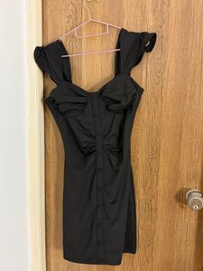 Chic Black Ruched Bodycon Dress