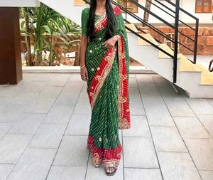 Beautiful Green Bandhani Saree
