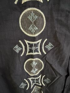 Men's Embroidered Blue Casual Shirt