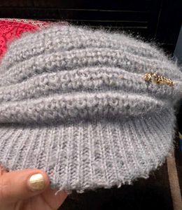 Stylish Gray Knit Visor Beanie