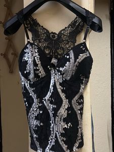 Sparkling Black Sequin Cami Top (M-L)
