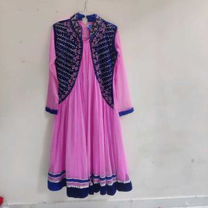Pink Anarkali Suit with Embroidered Jacket