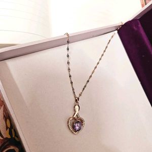 Beautiful Purple Stone Heart Anti-tarnish Necklace