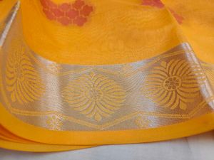 Vibrant Yellow Saree with Red Pallu / Drape