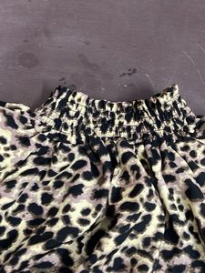 Leopard Print Smocked Crop Top