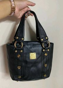 MCM Black Leather Tote Bag