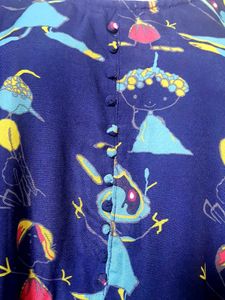 Whimsical Blue Print Midi Dress