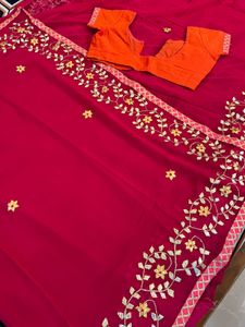 LIMITED OFFER‼️Rose Pink Pure Georgette saree