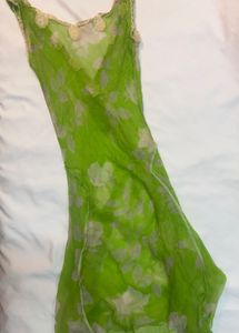 Green sheer Floral Print Dress