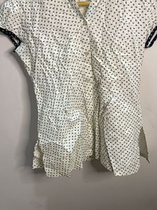 Chic White Printed Button-Up Top