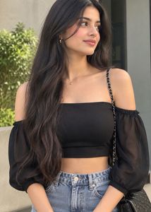 Chic Off-Shoulder Black Crop Top