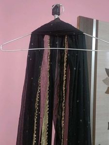 Elegant Black Dupatta with Gold Embellishments