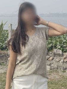 Sequinned Crochet Knit Top