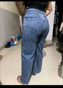 Stylish Wide Leg Acid Wash Jeans