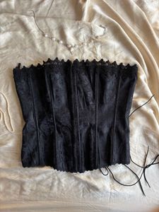 Lace Trimmed Brocade Corset Top