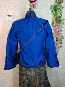 Vibrant Blue Embroidered Jacket