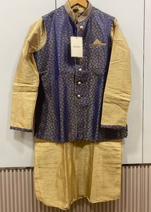 Straight Kurta With Chutidar,Printed Nehru Jacket