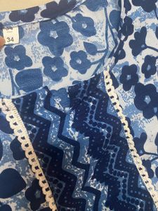 Girls Blue Floral Kurta Set (9-11) clearing