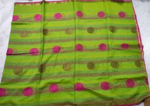Vibrant Green &amp; Pink Saree