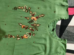 Green Embroidered Kurta