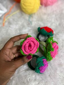Crochet Flower Hair Tie