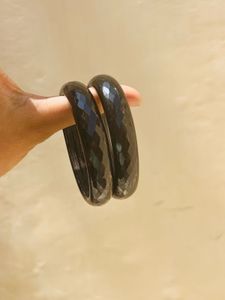 y2k Chunky Black Faceted Bangles (Set of 2)