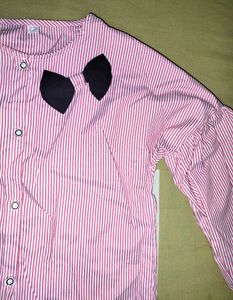 Pink Striped Bow Blouse