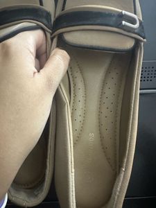Comfortable Tan Loafers with Black Accent