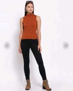 Solid Orange Sleeveless top
