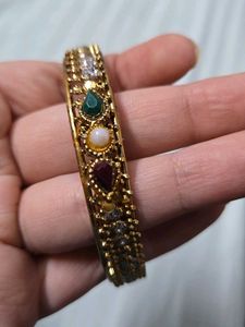 Antique Gold-Toned Bangles with Gemstones