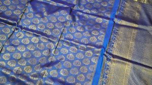 Royal Blue &amp; Gold Banarasi Silk Saree