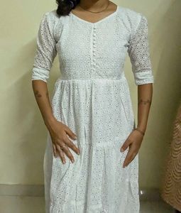 Elegant White Broderie Anglaise Gown