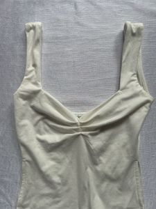 White Ruched Sweetheart Neckline Tank Top