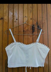 White Lace-Up Corset Top