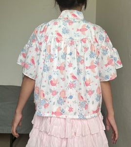 Floral Bird Print Top