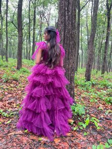 Purple Tulle Tiered Gown