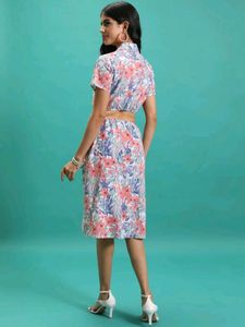 Floral Print Midi Dress with Belt