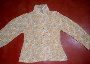 Elegant Lace Collar Floral Shirt