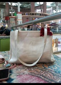 🌼✨ Original joinus Cream Tote Bag with Red Bow Ac