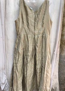Elegant Beige Sleeveless Midi Dress