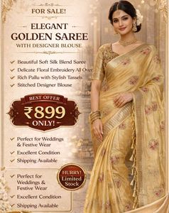 Elegant Golden Saree 💃💃