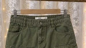 Olive Green Cargo Mini Skirt