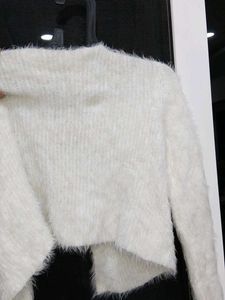 Fluffy White Cardigan (32-36inch)