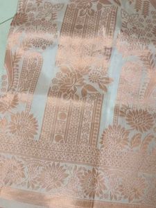 White &amp; Peach Banarasi Saree