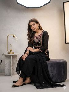 Elegant Black Embroidered Kurta Set