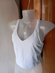 Comfortable White Workout Tank Top