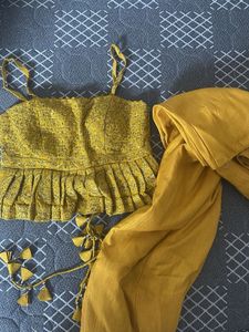 Yellow Embroidered Lehenga Choli Set