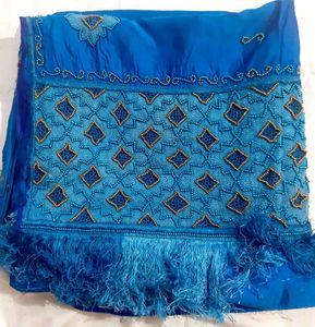 Vibrant Blue Pure Banarasi Silk Embroidery Dupatta
