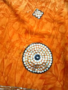 Vibrant Orange Sequined Saree