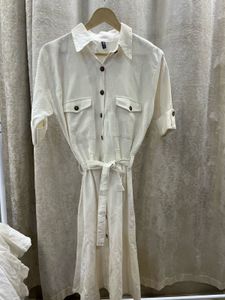 Cream Shirt Dress with Belt
